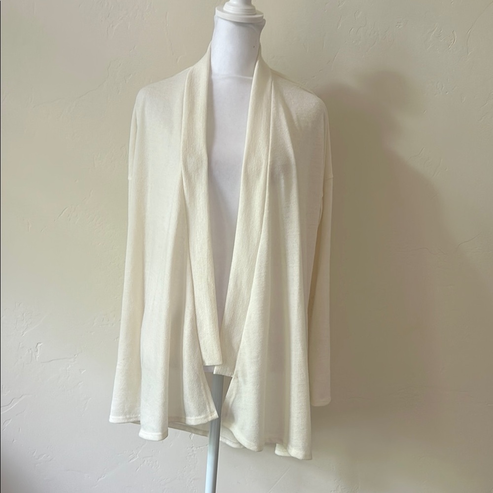 Susina Cream Cardigan Sweater with Waterfall Front